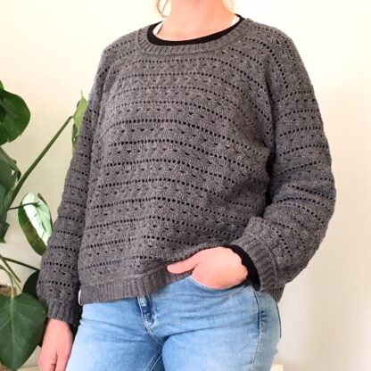 Lonnie sweater, hæklet sweater til dame, hækleopskrift